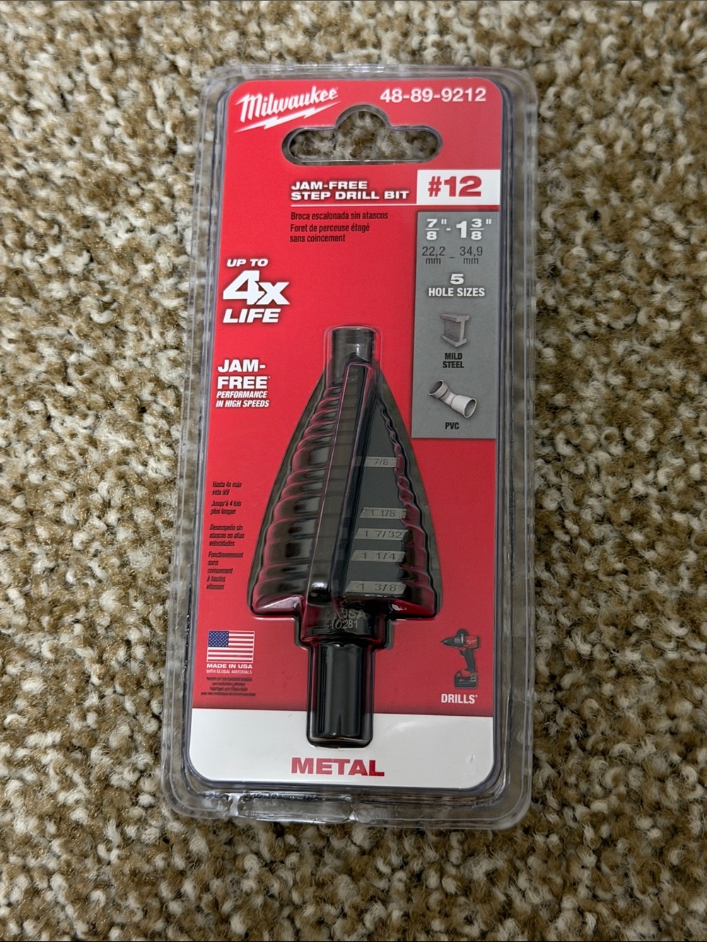 Milwaukee Jam-Free Step Drill Bit - Size #12